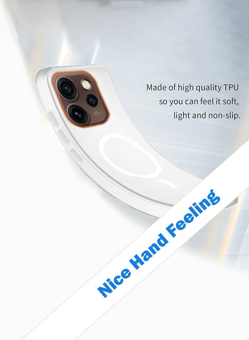 دبليو تيك غطاء هاتف اوبو رينو 15 5G 2025 هجين شفاف مع ماجسيف وشحن مغناطيسي ورفع حواف الكاميرا بمظهر أنيق (MCMPMN) - أبيض - Image 3